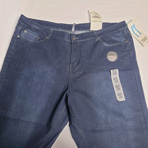 Pantalones de mezclilla Michael F. Plus contorneados cintura talla 24W bolsillos con tachuelas nuevos con etiquetas - Imagen 5 de 7