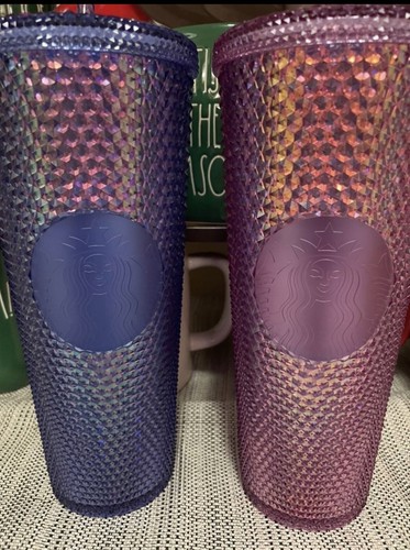 Disney Parks Disneyland Starbucks Geometric Pink & Purple Tumblers with Straw. - Picture 4 of 9