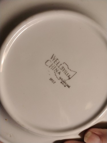 WELLSVILLE CHINA 3 Dessert/Bread Plates GREEN STRIPES 1956 Restaurant Ware - Picture 3 of 3