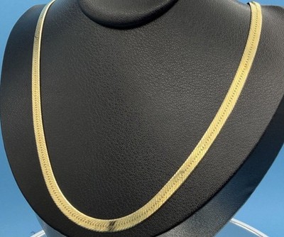 Massive 14K Gold Fischgrät Halskette 18'' breit 4,4 mm Italien Karabiner 12,62 g