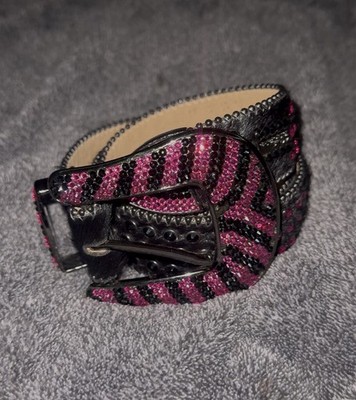 Black & Pink pony hair BB simon Belt Slightly Used Size 32
