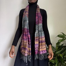 Vintage boho multicolor fringe scarf with tassels details