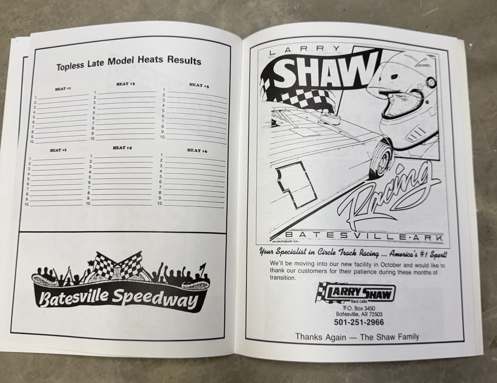 VTG 1993/1994 Batesville / Topless 100 Late Model Dirt Series Official Program