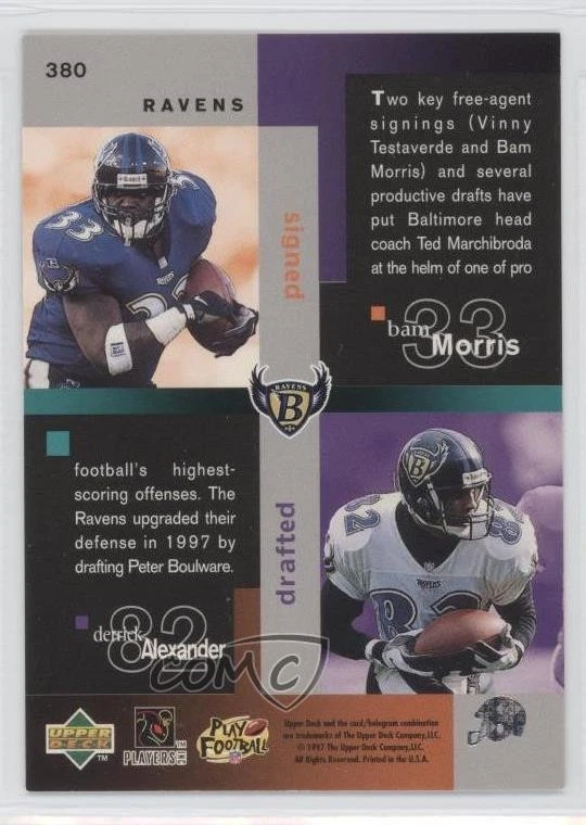 1997 Collector's Choice Vinny Testaverde Peter Boulware Bam Morris Rookie RC - Image 2 of 2