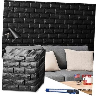 Pcs 3D Wall Panels Stick and Peel Brick Printable 3D Wallpaper Stick 30 Black