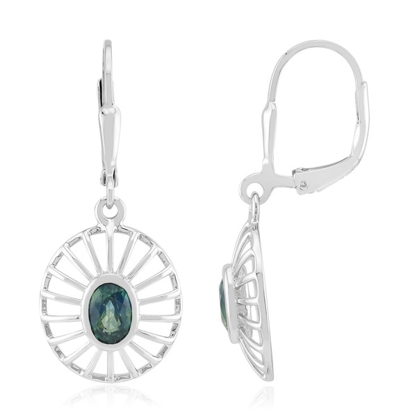 Cavill Ohrringe Damen Saphir 1,16Ct Silber Platin Ovalschliff Schmuck-image