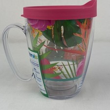 Tervis Tazza Manico 16 oz Piante Floreali Tropicali Fiori Plastica Trasparente B30
