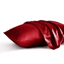 Silk Satin Pillowcases 20x26 Inches 2 Pack for Hair and Skin, Wine Red