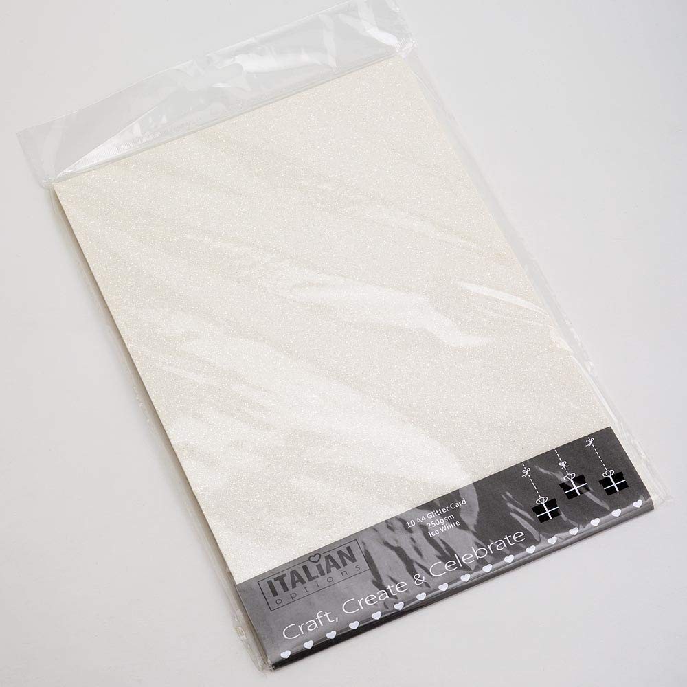 Italian Options Non-Shed Glitter Cardstock Paper, Sturdy A4, Ice White