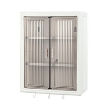 Foldable Wall-Mounted Storage Cabinet,No-Drill Plastic Organizer Clear Doors