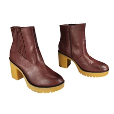 Sun Stone Combat Boot sz 11M Women Brown Lennii Lug Chunky 3.5" Y2K  Platform