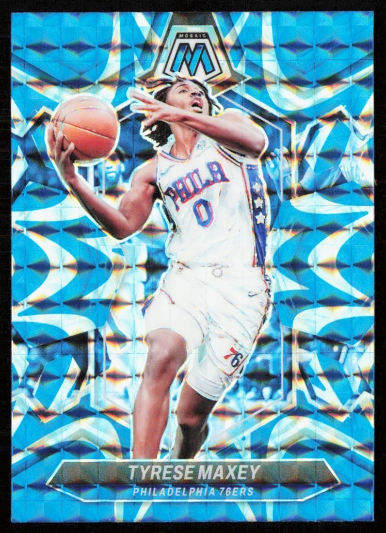 2023-24 Panini Mosaic Tyrese Maxey #79 Reactive Blue Philadelphia 76ers