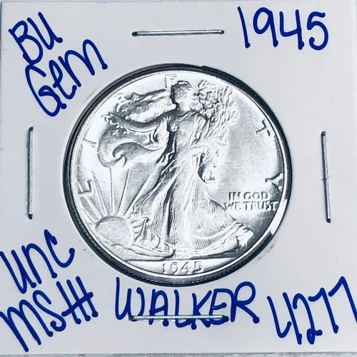 1945 BU UNCIRCULATED WALKING LIBERTY SILVER HALF DOLLAR AUTHENTIC U.S. MINT 4277