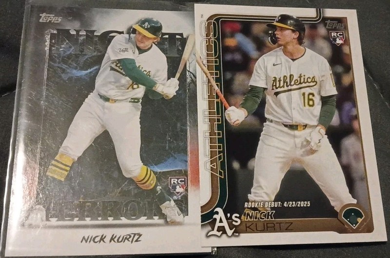 2 Card Baseball Card Lot Of Nick Kurtz Oakland Athletics RC
