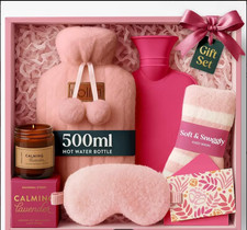 Mothers Day Gift Set for Mum Pamper Box Hot Water Bottle Candle Socks Luxurious