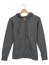 GUESS Damen Sweatjacke Hoodie Kapuzenjacke Gr. 36 S Grau Strass Logo Zipper