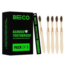 Beco Compostable Bamboo Toothbrush with Ultra-Soft Charcoal activated Bristles