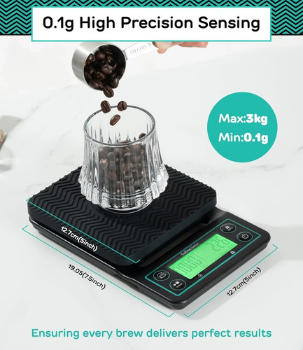 Bilancia digitale Coffee Gator con timer - Display LCD ampio e luminoso - Multifunzione - Foto 2 di 7