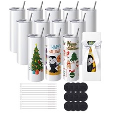 12Pack Straight Sublimation Tumblers Bulk Bla...