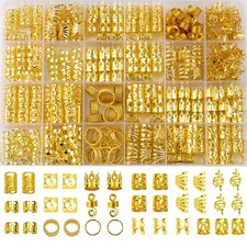 300 Pcs Gold Hair Jewelry for Braids,12 Styles Dreadlock Accessories, Adjusta...