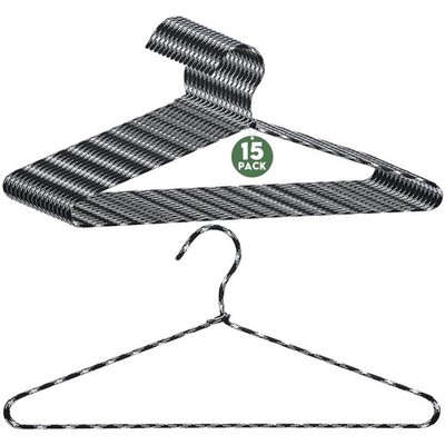 15 Pcs Fabric Wrapped Metal Hangers Covered Wire Hanger Metal Coat Hangers No...