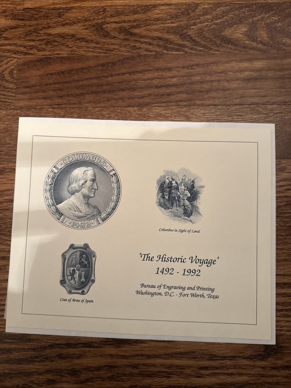 BEP Print - Columbus 500th "The Historic Voyage" 1492/1992 - B160