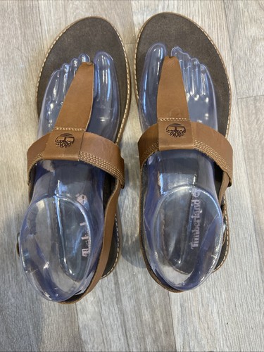 Never Worn Ladies Timberland Chicago Riverside Thong Leather Sandals Brown Sz 6 - Picture 5 of 9