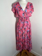 Tiare Hawaii New Moon Maxi Dress Size S M VGC Secret Garden Pink Floral backless