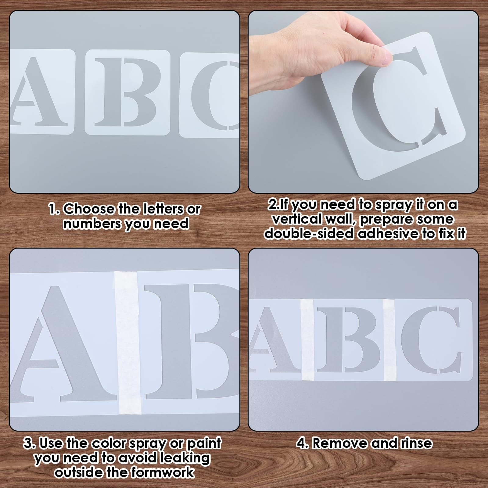 36 Pcs 4 Inch Letter and Number Stencils, Reusable Plastic Alphabet Spray Paint