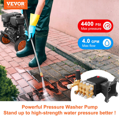 #ad VEVOR Pressure Washer Pump 1quot; Shaft Horizontal Triplex Plunger 4400 PSI 4 GPM $243.95