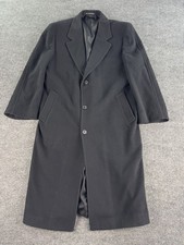 Vintage Ralph Lauren Overcoat 42 R Black Wool Winter Designer Italy Topcoat