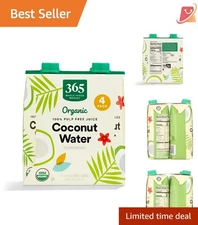 Organic Coconut Water Pack of 4 16.9 Fl Oz Pulp-Free Hydration Potassium
