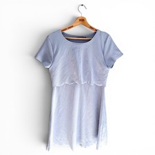 Ladies Boohoo Blue Dress Short Sleeved Scalloped Trim Knee Length Size 14