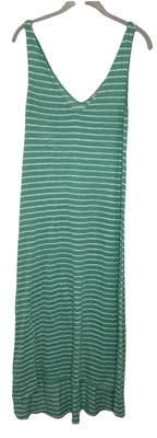 Calypso St Barth Women s 100% Linen Knit Green Stripe Lightweight Hi Lo Sz XS