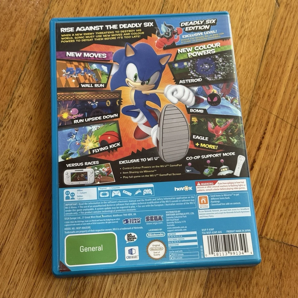 Sonic Lost World Deadly Six Edition Nintendo Wii U - Complete With Manual - Image 2 of 4