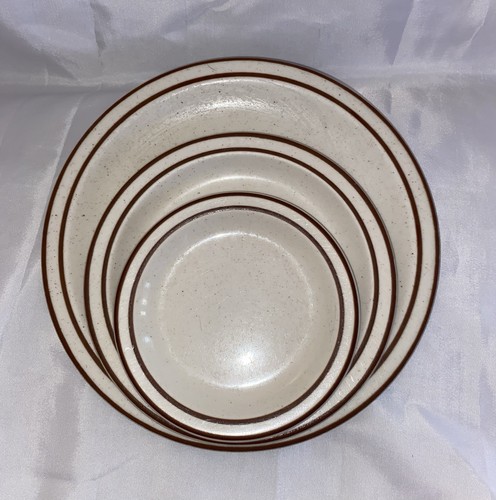 Buffalo China Restaurant Ware 3pc Plate Setting Brown Stripe Speckled - Picture 1 of 14
