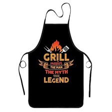 Funny Grilling Apron for Men - BBQ Grill Master Apron for Fathers Day Black