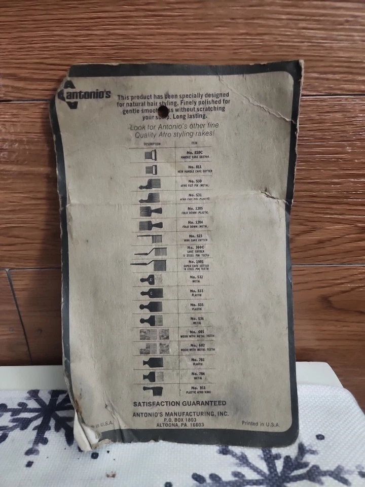 Rastrillo Afro Ancho Antonio 12 Dientes Cromo Vintage Antiguo Años 70 Altoona PA 810C Foto 3 de 4