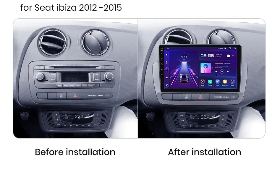 Autoradio 2 DIN per Seat Ibiza 6J 2009-13 Android 13 9" CarPlay GPS WiFi - Immagine 3 di 4