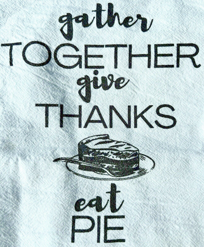 New Thanksgiving Flour Sack Towel Give Thanks Eat Pie Black White Cotton 24”sq - 第 1/3 張圖片
