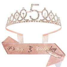 5th Birthday Crown It's My 5th Birthday Sash Pearl Pin Set 5th Birthday D...