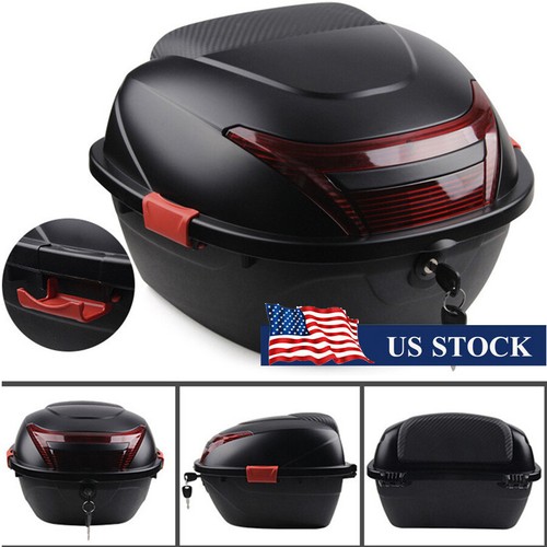 US Stock Black Motorcycle Rear Top Box Tail Luggage Storage Carrier Case w/Lock - Picture 1 of 6