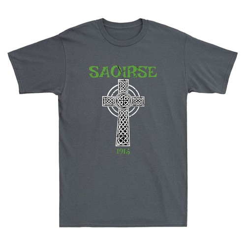 Saoirse 1916 Freedom Irish Republican With Celtic Cross Vintage Men's T-Shirt - Picture 6 of 8