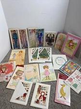 Set 20 Vintage Cut Out Paper Doll Themed Greeting Cards Ronald Reagan, More