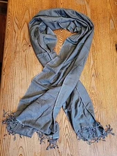 Pashmina/Silk Scarf Shawl Wrap Green Handmade In Nepal 26×72" Fringe Soft