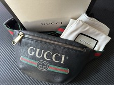 Authentic GUCCI Black Leather Fanny Pack Belt...
