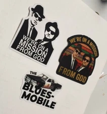 MISSION FROM GOD BLUES BROTHERS STICKERS VARIETY PACK LOT OF 3 