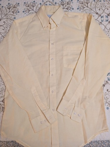 Manhattan Men's Pastel Yellow Long Sleeve Dress Shirt 15 32/33 - Picture 4 of 13