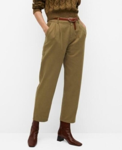 Mango Women's Cotton Pleated Pants SIZE 