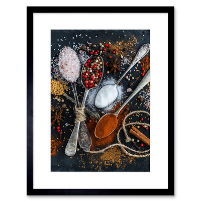 Gerahmter Wandkunstdruck Löffel Gewürz Kochen 12 x 16 Zoll